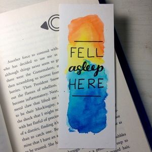 “Fell Asleep Here” Hand Painted Bookmark
